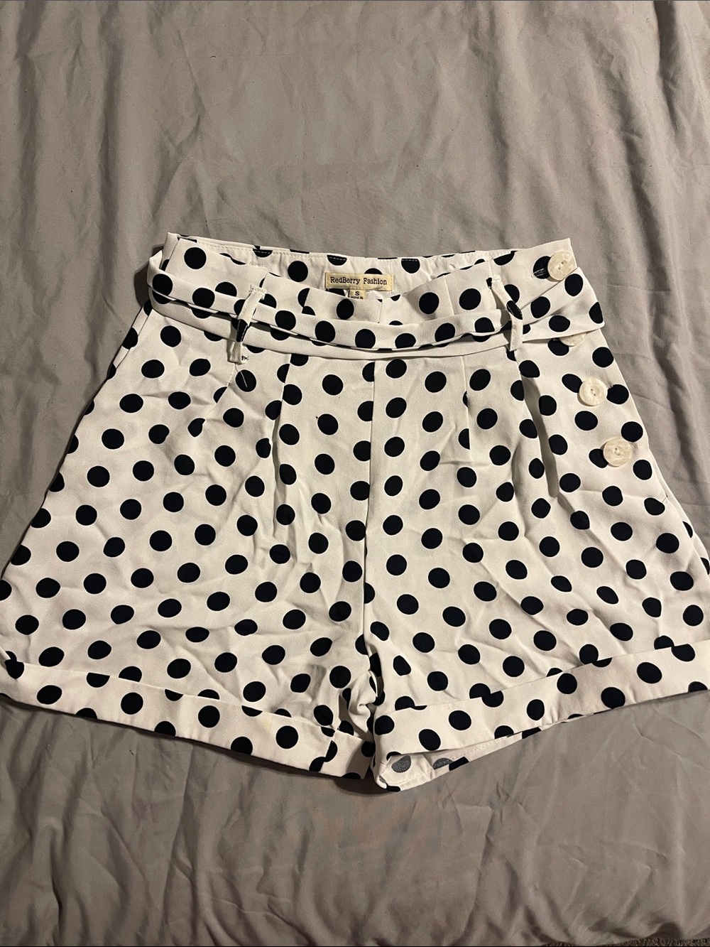Polka Dot High-Waist Shorts in White and Black